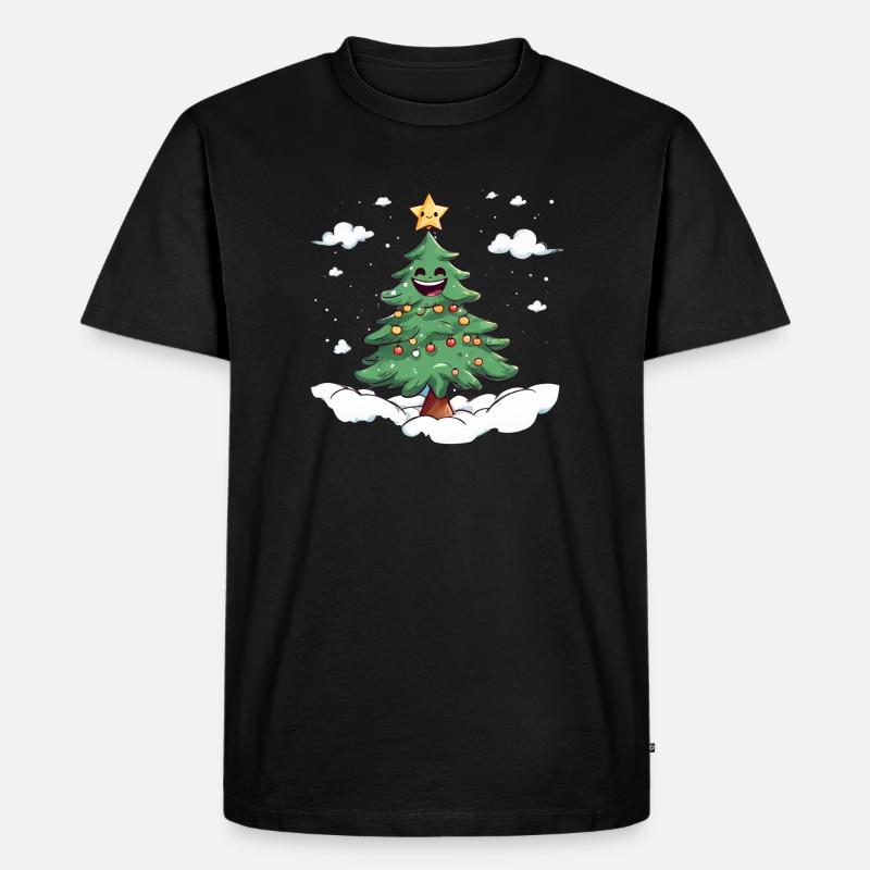 Happy Tree - Männer Premium Bio T-Shirt - Schwarz