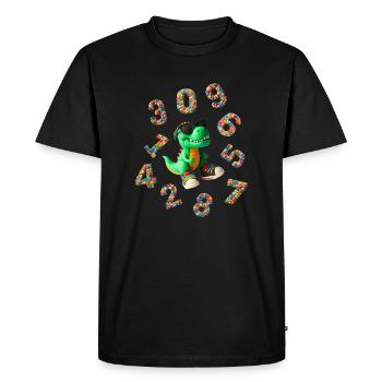 Chiffres - Rentrée avec Dino - T-shirt Premium bio Homme - noir - Devant - Nico (187cm)