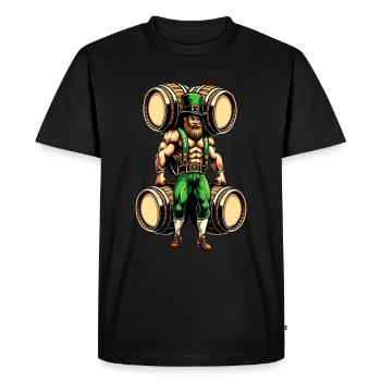 Strong Leprechaun (Irish Leprechaun) - Men's Premium Organic T-Shirt - black - Front - Nico (187cm)