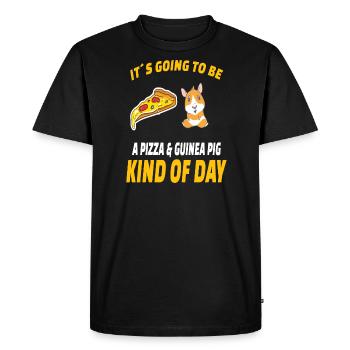 PIZZA / GUINEA PIG: Pizza Et Cochon D'Inde - T-shirt Premium bio Homme - noir - Devant - Nico (187cm)