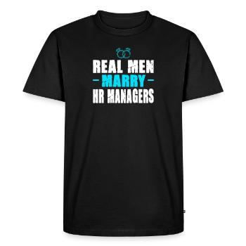 Real men marry : HR Manager - T-shirt Premium bio Homme - noir - Devant - Nico (187cm)
