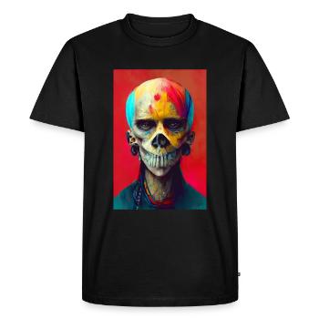 Horror Punk Skeleton Zombie Punk Rock Colors Surreal - Men's Premium Organic T-Shirt - black - Front - Nico (187cm)