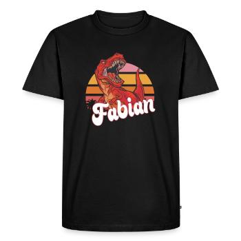 FABIAN - Beautiful boy name with T-REX Dino - Men's Premium Organic T-Shirt - black - Front - Nico (187cm)