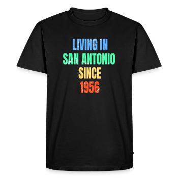 Retro Vintage Living In San Antonio Since 1956 - Men's Premium Organic T-Shirt - black - Front - Nico (187cm)