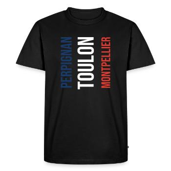 Perpignan - Toulon - Montpellier (France Trip) - T-shirt Premium bio Homme - noir - Devant - Nico (187cm)