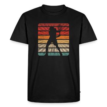 Tennis Retro Sunset - Unik-T-Shirts - T-shirt Premium bio Homme - noir - Devant - Nico (187cm)