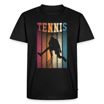 Joueur de tennis Raquette de tennis Court de tennis Cadeau - T-shirt Premium bio Homme - noir - Devant - Nico (187cm)