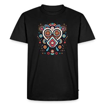 Geometric Owl Inspired by Australian Art - Men's Premium Organic T-Shirt - black - Front - Nico (187cm)