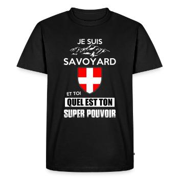 Je suis savoyard super pouvoir - T-shirt Premium bio Homme - noir - Devant - Nico (187cm)