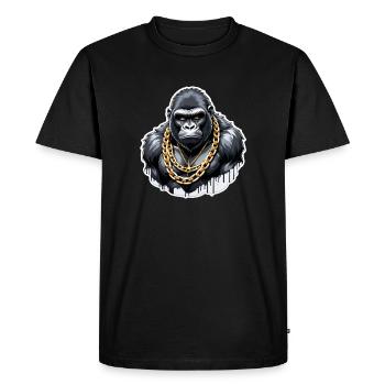 gorille avec chaine en or - T-shirt Premium bio Homme - noir - Devant - Nico (187cm)