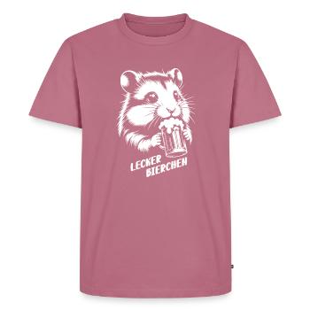 LECKER BIERCHEN HAMSTER - Männer Premium Bio T-Shirt - Mauve - Vorne - Nico (187cm)