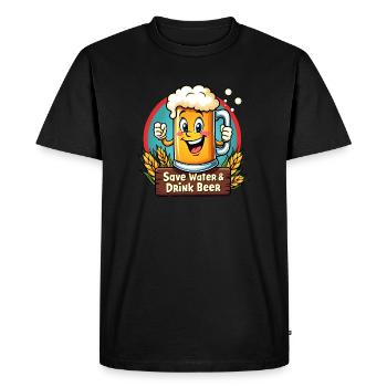 SAVE WATER DRINK BEER - Chope à bière - T-shirt Premium bio Homme - noir - Devant - Nico (187cm)
