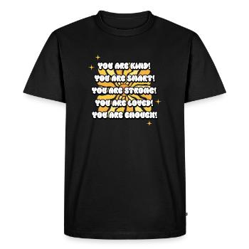 Liste des affirmations positives tournesol - T-shirt Premium bio Homme - noir - Devant - Nico (187cm)