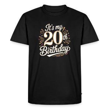 It's my 20th Birthday - T-shirt Premium bio Homme - noir - Devant - Nico (187cm)