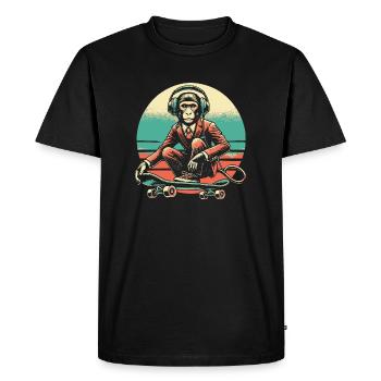 retro monkey skater - Men's Premium Organic T-Shirt - black - Front - Nico (187cm)