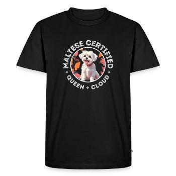 Maltese Certified – Queen + Cloud Cute Dog Design - Men's Premium Organic T-Shirt - black - Front - Nico (187cm)