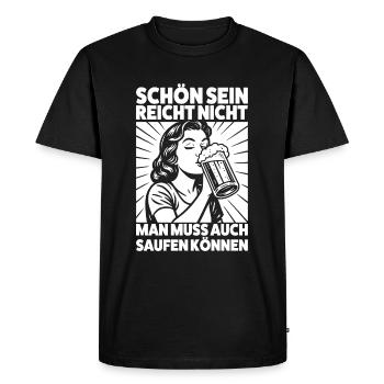 Being beautiful is not enough - Biermädchen - Men's Premium Organic T-Shirt - black - Front - Nico (187cm)