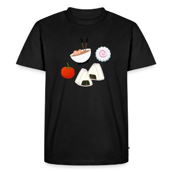 NaruSasu SasuNaru design with ramen, onigiri tomato - Men's Premium Organic T-Shirt - black - Front - Nico (187cm)