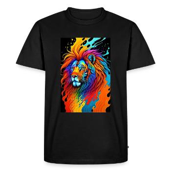 Colorful Art Potrait Lion 1 - Men's Premium Organic T-Shirt - black - Front - Nico (187cm)
