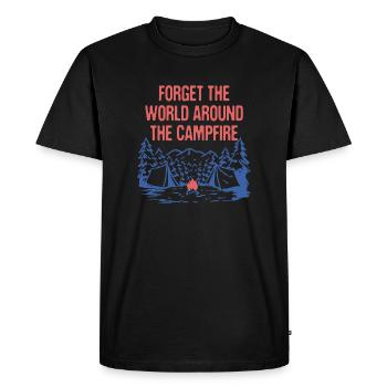 World Around the Campfire Camping Sayings Camper - Men's Premium Organic T-Shirt - black - Front - Nico (187cm)