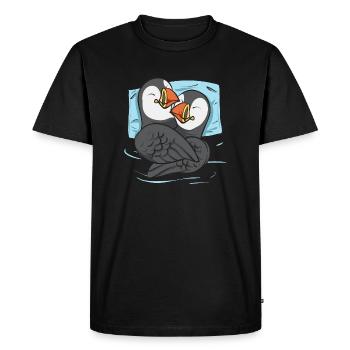 macareux macareux moines oiseaux Lunde - T-shirt Premium bio Homme - noir - Devant - Nico (187cm)