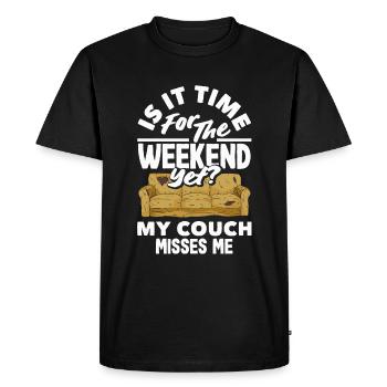 Mon canapé me manque Détente - T-shirt Premium bio Homme - noir - Devant - Nico (187cm)