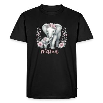Mama coeur Couronne florale éléphant Baby Shower - T-shirt Premium bio Homme - noir - Devant - Nico (187cm)