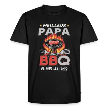 Papa BBQ - Le meilleur de tous les temps - T-shirt Premium bio Homme - noir - Devant - Nico (187cm)