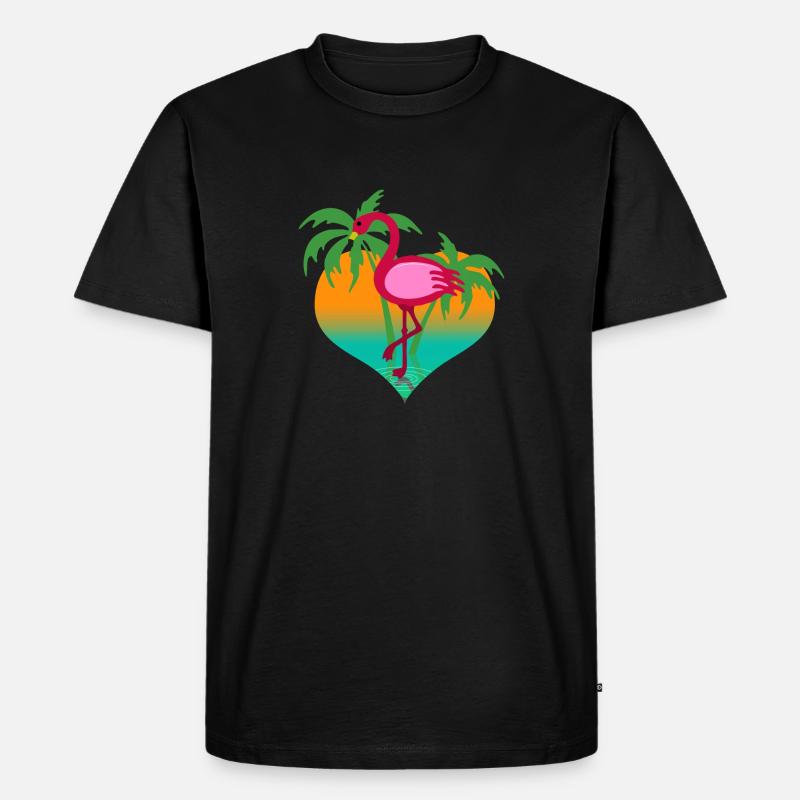 Flamingo im Wasser - Männer Premium Bio T-Shirt - Schwarz