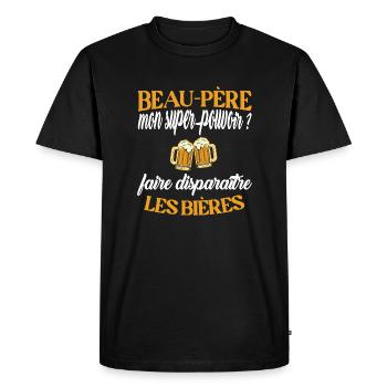 Beau-père t-shirt bière humoristique homme - T-shirt Premium bio Homme - noir - Devant - Nico (187cm)
