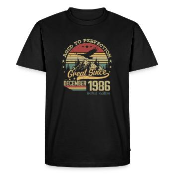 38 ans Vieilli à la Perfection né : décembre 1986 - T-shirt Premium bio Homme - noir - Devant - Nico (187cm)