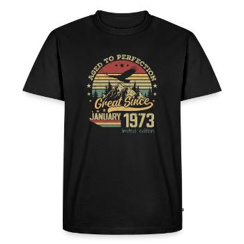 51 years old Aged to perfection born: January 1973 - Men's Premium Organic T-Shirt - black - Front - Nico (187cm)