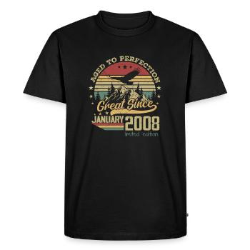 16 Year Old Aged to Perfection Born: January 2008 - Men's Premium Organic T-Shirt - black - Front - Nico (187cm)