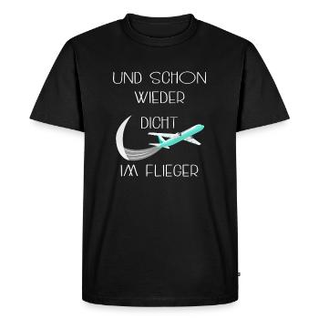 Près de l'avion à nouveau - T-shirt Premium bio Homme - noir - Devant - Nico (187cm)