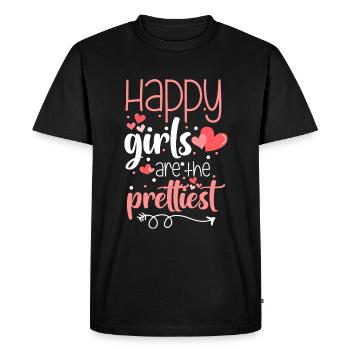 Bonheur Joie Argent Optimisme - T-shirt Premium bio Homme - noir - Devant - Nico (187cm)
