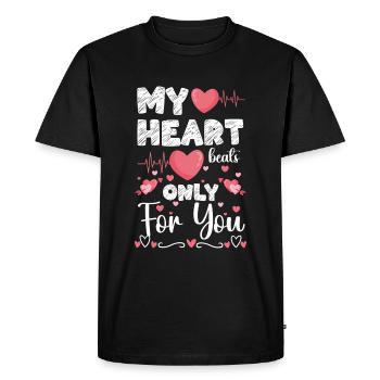 Partenaire de cœur romantique - T-shirt Premium bio Homme - noir - Devant - Nico (187cm)
