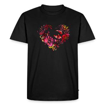 Fleurs hongroises,Coeur,Ornements,Cœur de fleur - T-shirt Premium bio Homme - noir - Devant - Nico (187cm)