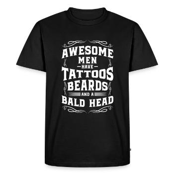Tête chauve Chauve Hommes Cheveux - T-shirt Premium bio Homme - noir - Devant - Nico (187cm)