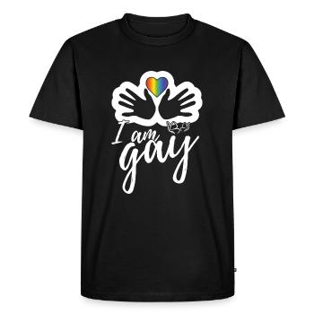 Je suis gay - T-shirt Premium bio Homme - noir - Devant - Nico (187cm)