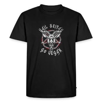 Hail Seitan Go Vegan Vegan Metal Gift disant - T-shirt Premium bio Homme - noir - Devant - Nico (187cm)