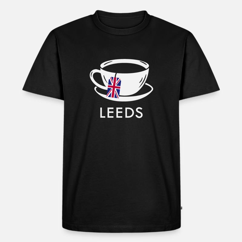 Leeds Teetasse UK Flagge Teebeutel - Männer Premium Bio T-Shirt - Schwarz