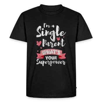 Parent célibataire Partenaire Mère - T-shirt Premium bio Homme - noir - Devant - Nico (187cm)