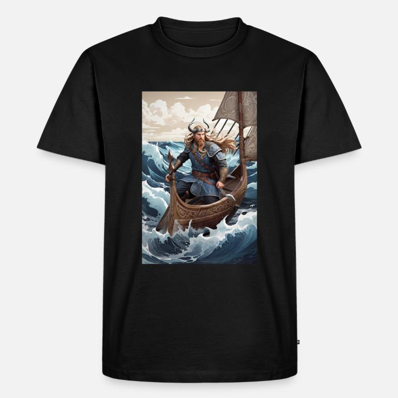 Viking sur bateau - T-shirt Premium bio Homme - noir