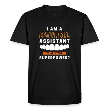 Je suis assistante dentaire, quel est votre superpouvoir ? - T-shirt Premium bio Homme - noir - Devant - Nico (187cm)