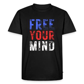 LIBÉREZ VOTRE – couleur bleu, rouge, blanc - T-shirt Premium bio Homme - noir - Devant - Nico (187cm)