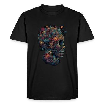 Crâne surréaliste et psychédélique trippant - T-shirt Premium bio Homme - noir - Devant - Nico (187cm)