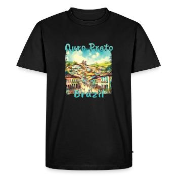 Ouro Preto Brésil - Architecture coloniale à - T-shirt Premium bio Homme - noir - Devant - Nico (187cm)