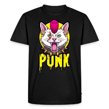 Punk Katze für einen Punker Katzenfreund - Männer Premium Bio T-Shirt - Schwarz - Vorne - Nico (187cm)