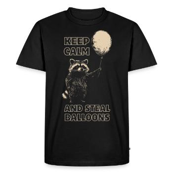 Raccoon with balloon funny saying - Men's Premium Organic T-Shirt - black - Front - Nico (187cm)