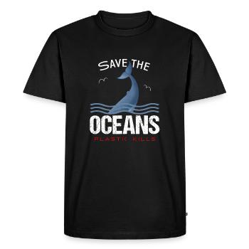 Sauvez les océans - Le plastique tue - T-shirt Premium bio Homme - noir - Devant - Nico (187cm)